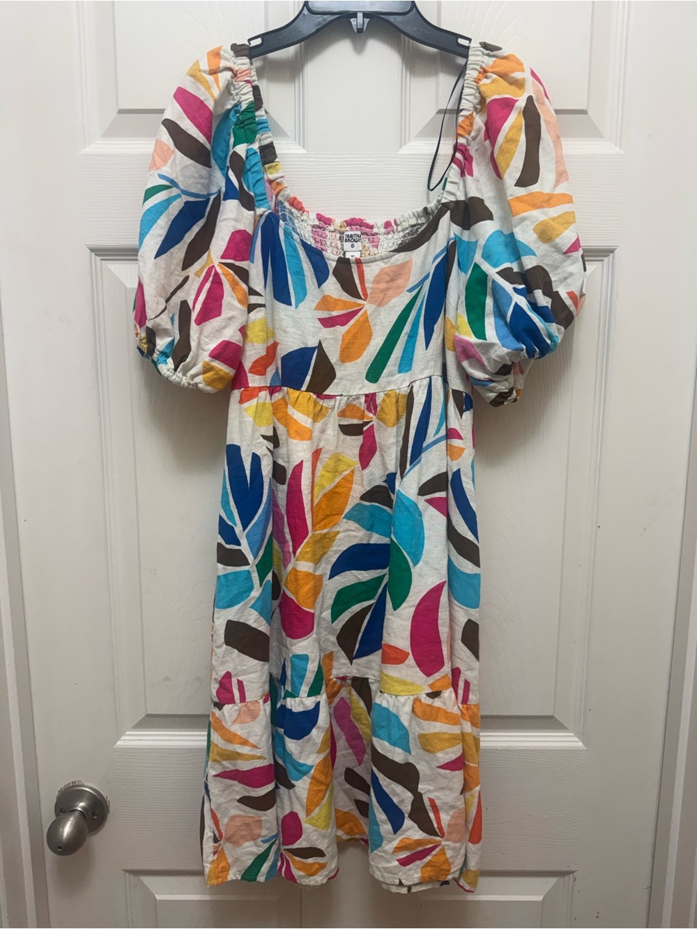Tabitha Brown Multicolor Leaf-Print Puff Sleeve Dress